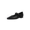 Sapatos Mary Jane de Salto Baixo Estilo Francês para Mulheres, 2026 Primavera e Outono Novos Sapatos de Couro com Tachas, Bico Fino, Salto Baixo, Boca Rasa