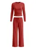 Ropa de Otoño 2026 para Mujer para Comercio Electrónico Transfronterizo, Amazon Europeo y Americano TK Conjunto Casual Americano de Color Sólido con Manga Larga y Pantalón Largo
