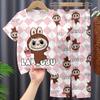 Pijama de Verano para Niños de Tailandia, Camiseta de Manga Corta y Pantalones Cortos, Delgado, Infantil, Nuevo 2025, Ropa de Casa para Niños, Traje para Niños Medianos y Grandes