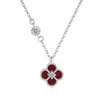 Collar de Trébol de Cuatro Hojas de la Suerte para Mujer, Chapado en Oro de 18 Quilates, Gama Alta, Lujo Accesible, Cadena de Clavícula de Nácar Blanco, Cadena para Suéter al por Mayor