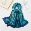 Bufanda de seda larga con estampado de brocado de nubes de alta calidad, elegante, de satén y seda sintética, para dama, con protección solar