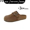 Versão em couro dos sapatos Birkenstock sem calcanhar, de sola grossa e ultrassuaves para mulheres, sapatos de enfiar preguiçosos, tamancos, meias-pantufas fechadas na ponta.