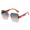 Gafas de Sol Personalizadas Estilo Nuevo Sin Marco Cortadas al Borde, Gafas de Sol Unisex de Lujo Ligero con Montura Grande 7710 Sin Marco