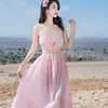 Diario de NiñaTraje de Baño para Mujer, Conjunto de Bikini de Tres Piezas Estilo Tailandés, Vestido Largo Sexy de Playa para Vacaciones Puras