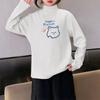 Camisa de veludo infantil com gola semi-alta, desenho animado, outono e inverno, camiseta para meninos, para crianças de médio e grande porte, top interno quente para homens e mulheres