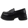 Mocasines negros de suela gruesa para mujer, otoño 2026, piel suave, estilo británico, versátiles, slip-on JK, zapatos de suela blanda