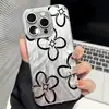 Fornecimento Exclusivo Transfronteiriço de Capas de Celular Florais Minimalistas Pretas Estilo Ins, Produção e Atacado de Capas Anti-Queda para Iphone18Promax