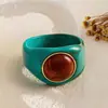 Pulseira Geométrica Redonda em Acrílico com Gradiente Transfronteiriça Europeia e Americana Pulseira Estilo Retrô Ins Design de Nicho Joia de Mão para Mulheres
