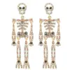 Nuevos Pendientes de Halloween Diseño Creativo Sentido de Lujo Pendientes de Calavera Completamente Diamantados Divertidos Distintivos Pendientes de Fiesta Pendientes