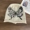 Gorro holgado vintage de mariposas para mujer, Otoño e Invierno, Circunferencia de cabeza grande, Gorro cálido para el frío, Adelgazante, Gorro de punto suelto, Gorro turbante
