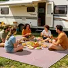 Tapete à Prova d'Água e Anti-Mofo Jacquard Geométrico Rosa para Trailer, Camping, Exterior, Tapete Ecológico para Família, Varanda, Jardim, Piquenique