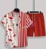 2024 Amazon TEMU Explosões Manga Curta Tendência Estampado 3D Havaiana Transfronteiriça Camisa Shorts Manga Curta Terno Masculino