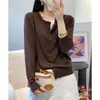Elegante cardigã de tricô de manga longa para mulheres, novo estilo primavera e outono, top versátil e único, jaqueta suéter