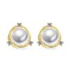 S925 nuevos aretes de perlas elegantes aretes de agua dulce Blanco Azul Diseño de moda femenino nicho lujo ligero aretes de circonita incrustada
