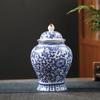Latas de chá de cerâmica, latas seladas para uso doméstico, embalagens de chá a granel, jarra geral de porcelana azul e branca vintage, caixa de presente, atacado