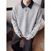 En stock, nuevo de otoño 2026 para hombre, algodón chino de alta gama 380g, camiseta con cuello polo y paneles, top casual de talla grande
