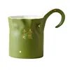 Taza de Café de Cerámica Verde Mandarina Pequeña Espolvoreada con Oro Hecha en Fábrica Taza para Latte Pintada a Mano Taza para Espresso Chino Juego de Taza y Platillo de Alto Valor