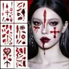 Pegatinas de tatuaje facial de Halloween, heridas sangrientas realistas, globos oculares, dientes, pegatinas de cicatrices, maquillaje para fiestas, accesorios de ambiente