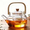 Tetera de Vidrio de Borosilicato Resistente a Altas Temperaturas con Asa de Bambú, Juego de Tetera para Separación de Té y Agua para el Hogar