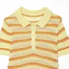 Novedades Verano 2026 Moda Callejera Femenina Europea y Americana Camisa Polo Rayada de Manga Corta W103 90620