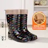 Sapatos Aquáticos, Galochas, Galochas de Cano Alto para Adultas, Botas Aquáticas, Forradas com Lã, Quentes, Modernas, Antiderrapantes, Sapatos de Trabalho Impermeáveis, Botas Longas com Algodão Adicional