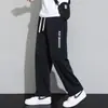Pantalones rectos de nueve puntos casuales estampados de marca de moda de verano, holgados, pantalones largos deportivos versátiles de ajuste slim para primavera y otoño