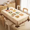 Toalha de mesa de desenho animado, à prova d'água, à prova de óleo, lavável, isolante térmico, jogo americano anti-queimadura, novo estilo creme 2026, toalha de mesa de PVC para mesa de centro