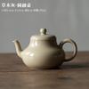 Tetera vintage hecha a mano para sentarse, pasto, madera, esmalte gris, tamaño pequeño, cerámica para el hogar, juego de té japonés kung fu, tetera individual