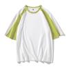 Camiseta publicitaria de cuello redondo ropa de clase personalizada combinación de colores camiseta de manga raglán estampado de logotipo ropa de actividad para fiesta personalizada grupo