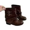 Populares botines de moda con diseño de doble hebilla, nuevos populares del otoño 2026, zapatos de cuero para mujer a la moda que aumentan la altura y estilizan
