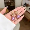 Pendientes de Borlas Moradas con Flores Estilo Vacaciones de Verano 2026, Pendientes de Moda de Lujo Ligero, Artículo Popular Transfronterizo
