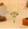 Corrente para Clavícula Aier Yuan Estilo Chinês Tradicional Banhada a Ouro Não Desbota Boa Sorte Lótus Luxo Leve Nicho Colorida Dopamina