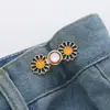 Botón de Cara Sonriente con Margarita para Cintura, Base Plana, Desmontable, Sin Coser, Botón de Cintura Reductor para Jeans, Reductor de Talla de Cintura