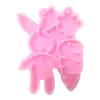 Conejo de Pascua rábano llavero molde de silicona DIY espejo lindo conejito zanahoria colgante gota de pegamento