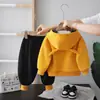 Conjunto de Dos Piezas de Invierno para Niños con Forro de Polar y Manga Larga, Nuevo Conjunto de Dos Piezas Elegante con Sudadera de Forro Polar con Etiqueta en Inglés para Niños