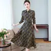 Vestido floral de manga comprida plus size para primavera e outono novo vestido feminino com cintura vestido floral peça externa