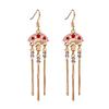 Aretes de Cara de Ópera de Pekín Cuchillo de Ópera para Mujer Ma Hua Dan Xiaosheng Aretes de Aguja de Plata S925 Abanico Plegable Simétrico Aretes de Celebridad de Internet Moda