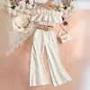 Conjunto de Ropa de Verano Elegante para Niñas: Conjunto de Dos Piezas: Top Halter Descubierto + Pantalones Largos Blancos, Transfronterizo