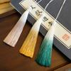 12cm color degradado segmentado teñido borla de seda de hielo borla colgante abanico colgante marcapáginas colgante borla ropa china antigua solapa de presión colgante de borla