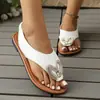 Sandálias Havaianas Brancas Planas de Grande Tamanho com Tira Elástica para Mulheres Moda Transfronteiriça Europeia Americana Sandálias Abertas na Ponta com Tira entre os Dedos