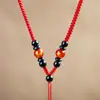 Cordón Tejido Hecho a Mano de Oro y Jade para Colgante de Mujer, Cordón para Collar con Colgante de Ágata de los Doce Signos del Zodiaco para Hombre