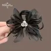 Pinza para el Cabello de Malla Plisada con Lazo y Perlas de Pedrería, con un Toque de Lujo, Pinza Elegante para la Parte Trasera de la Cabeza, Pinza Grande para el Cabello, Pinza de Tiburón