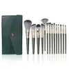 Set de 14 Brochas de Maquillaje Nube Verde de Pelo Suave, Herramientas de Belleza para Principiantes, Brocha para Polvos, Brocha para Rubor, Brocha para Base, En Stock