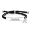 Pulseira Trançada de Corda de Aço Inoxidável Preto Transfronteiriça Europeia e Americana Presente Comemorativo do Dia das Mães Pulseira com Gravação de Aço Titânio