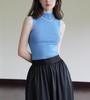 Miroastudio suéter de lana de cuello alto a medio estilo francés sin costuras chaleco azul integrado top de alta calidad para mujer