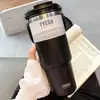 Taza de café de acero inoxidable, taza térmica, taza grande con popote, vaso de agua de aspecto elegante para niñas, vaso para hielo que mantiene el frío para hombres