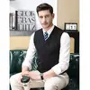 Colete Masculino de Lã Pura Cor Sólida Outono e Inverno, Tricô Sem Mangas Gola V para Meia-Idade e Idosos, Colete Casual Versátil