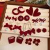 Pendientes Festivos Rojos de Año Nuevo para Mujer Pendientes de Temperamento de Alta Gama Nuevos Pendientes Calientes de Otoño e Invierno Pendientes de Boda de Año Nuevo