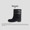 Versión de cuero de botas Martin Maillard de suela gruesa y punta redonda para mujer, nuevo modelo 2026, botines de gamuza con tacón grueso, botas apiladas retro