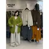 O único conjunto de cardigan suéter de malha de corte solto versátil estilo coreano para outono VI+ e colete de malha de abotoamento simples para mulheres, 99625